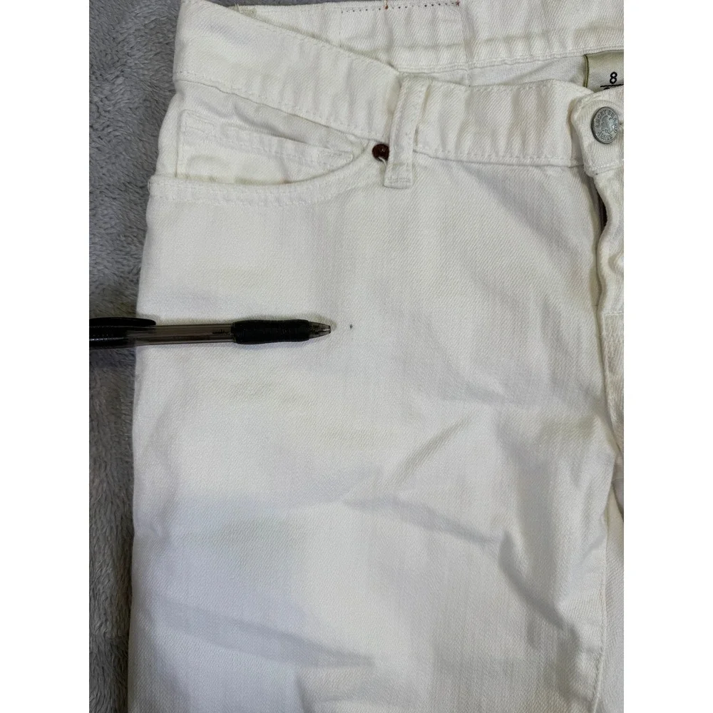 Lucky Brand Shorts Women 8/29 White Zoe Bermuda Long Raw Hem Summer Cotton Blend
